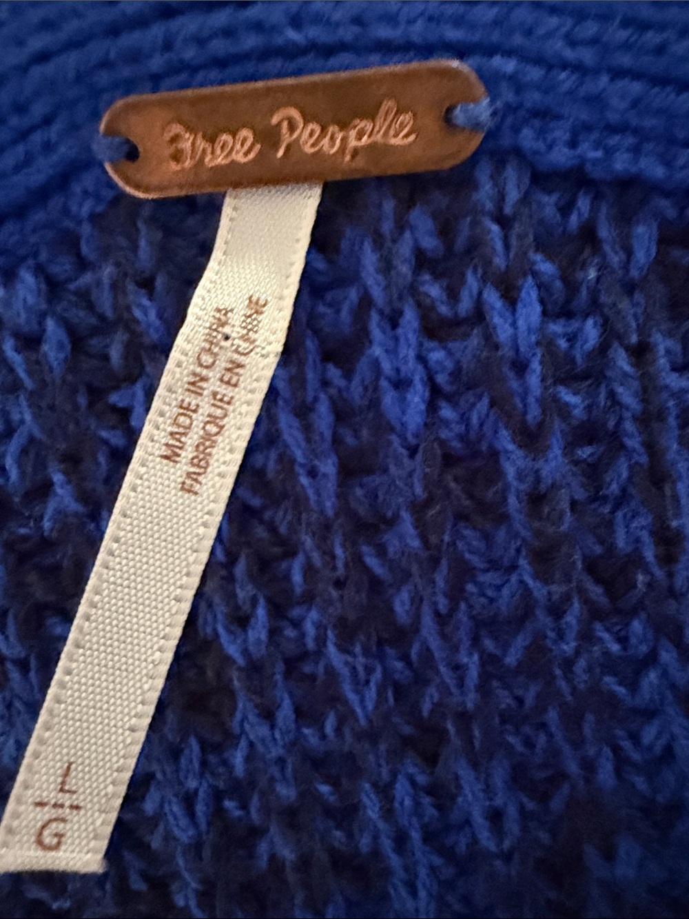 Free People Cobalt Blue Oversized Open Front Chunky Knit Cardigan Sweater L - Picture 5 of 9